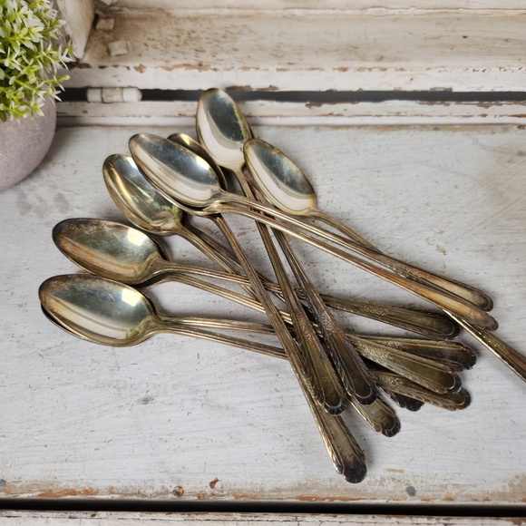 Antique/ VTG H&T Mfg Co Wentworth Silverplated Iced Tea Spoons Set of 12- Silver - Picture 2 of 8
